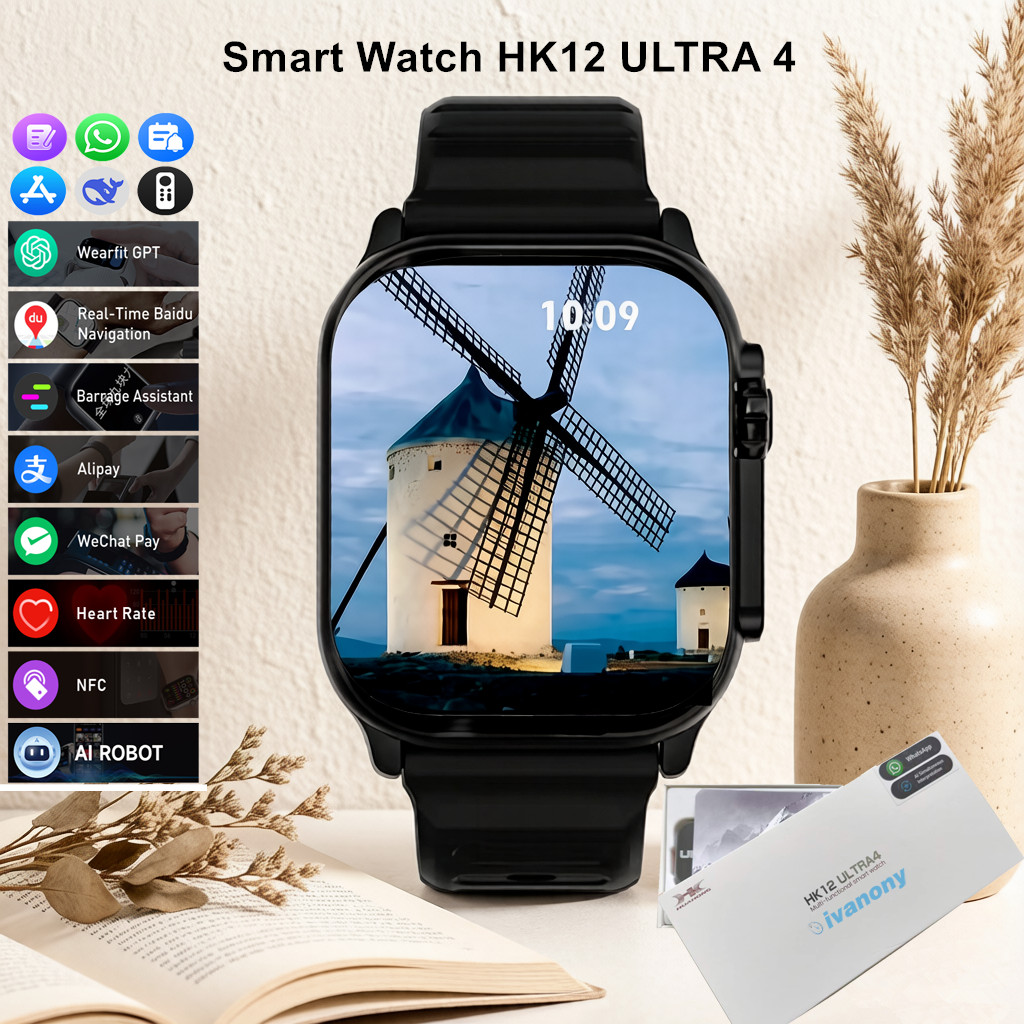 Fall Detection Watch - HK12 울트라 4 스마트워치는 WhatsApp 메시지
